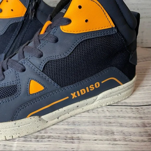 XIDISO Girls/Boys/Kids Mid Top Sneakers (Navy Blue/Orange/White) NWOT - Picture 8 of 13